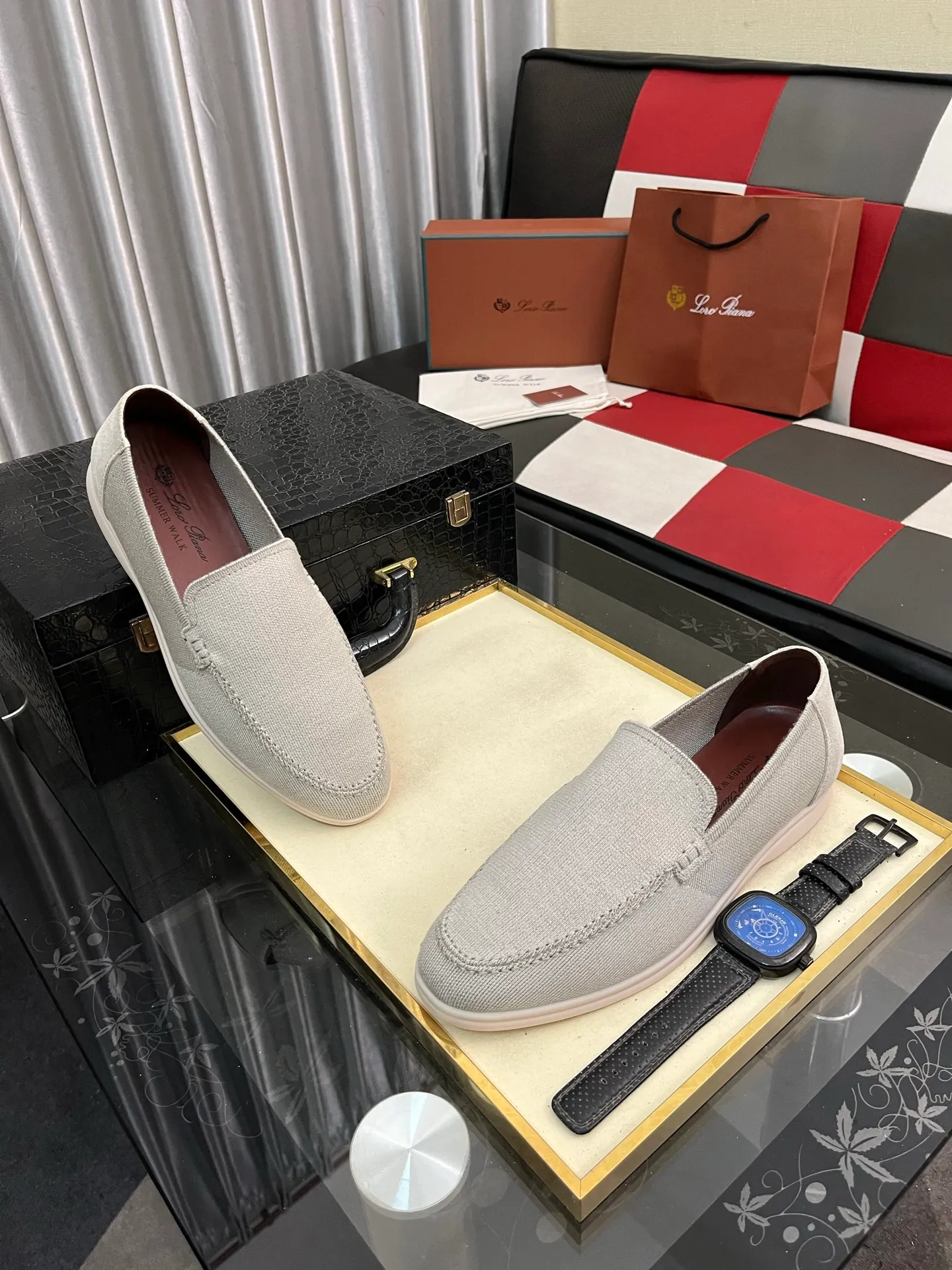 Men's men's shoes💰420⌚️⌚️Loro*Piana pure original 2025 soft and comfortable LP deerskin flat-soled casual star's same style slip-on Loaf men's shoes, size: 38-446️⃣colors available